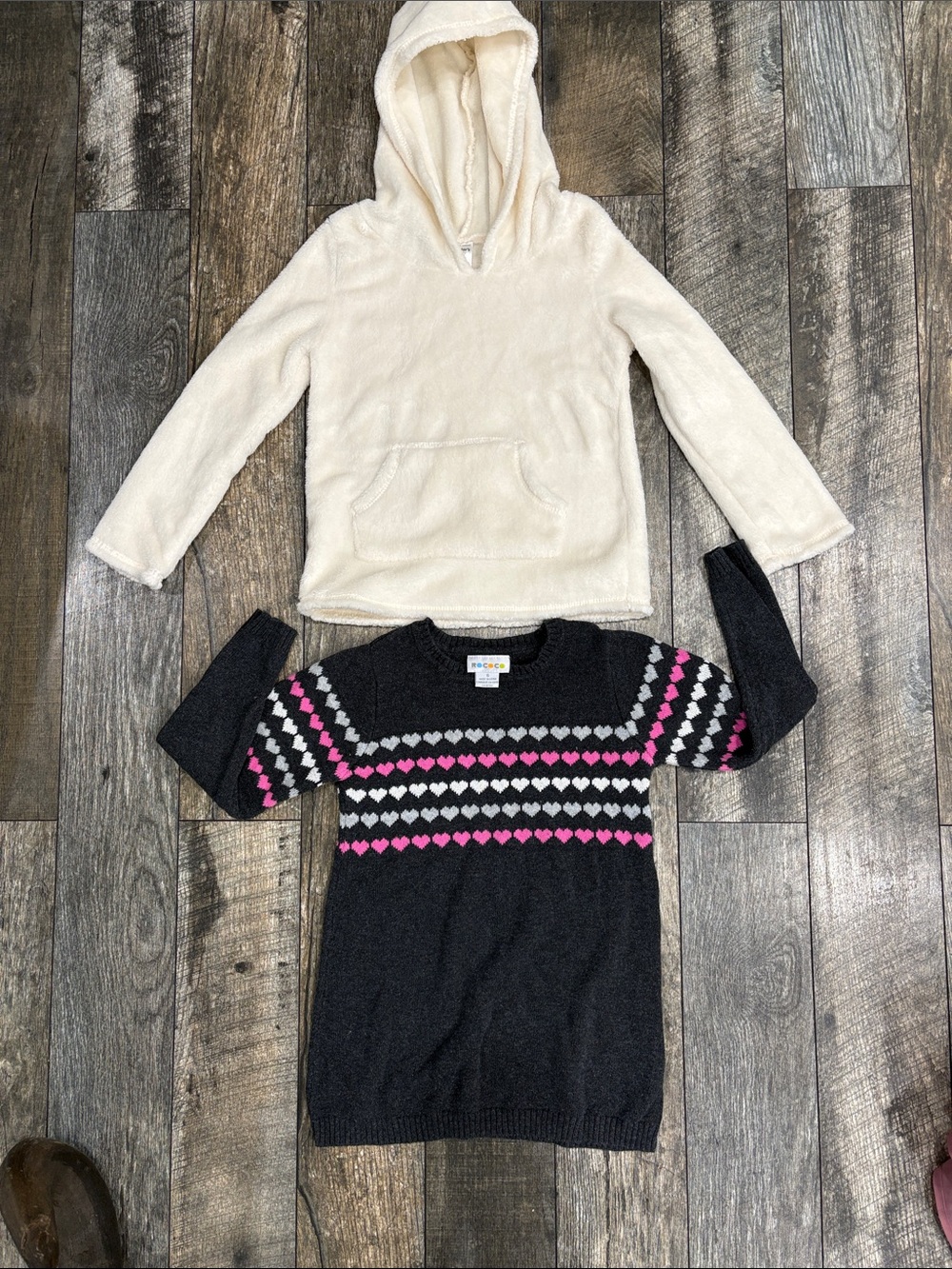 Carter's Cream Hooded Pullover and Black Heart-Print Sweater Set